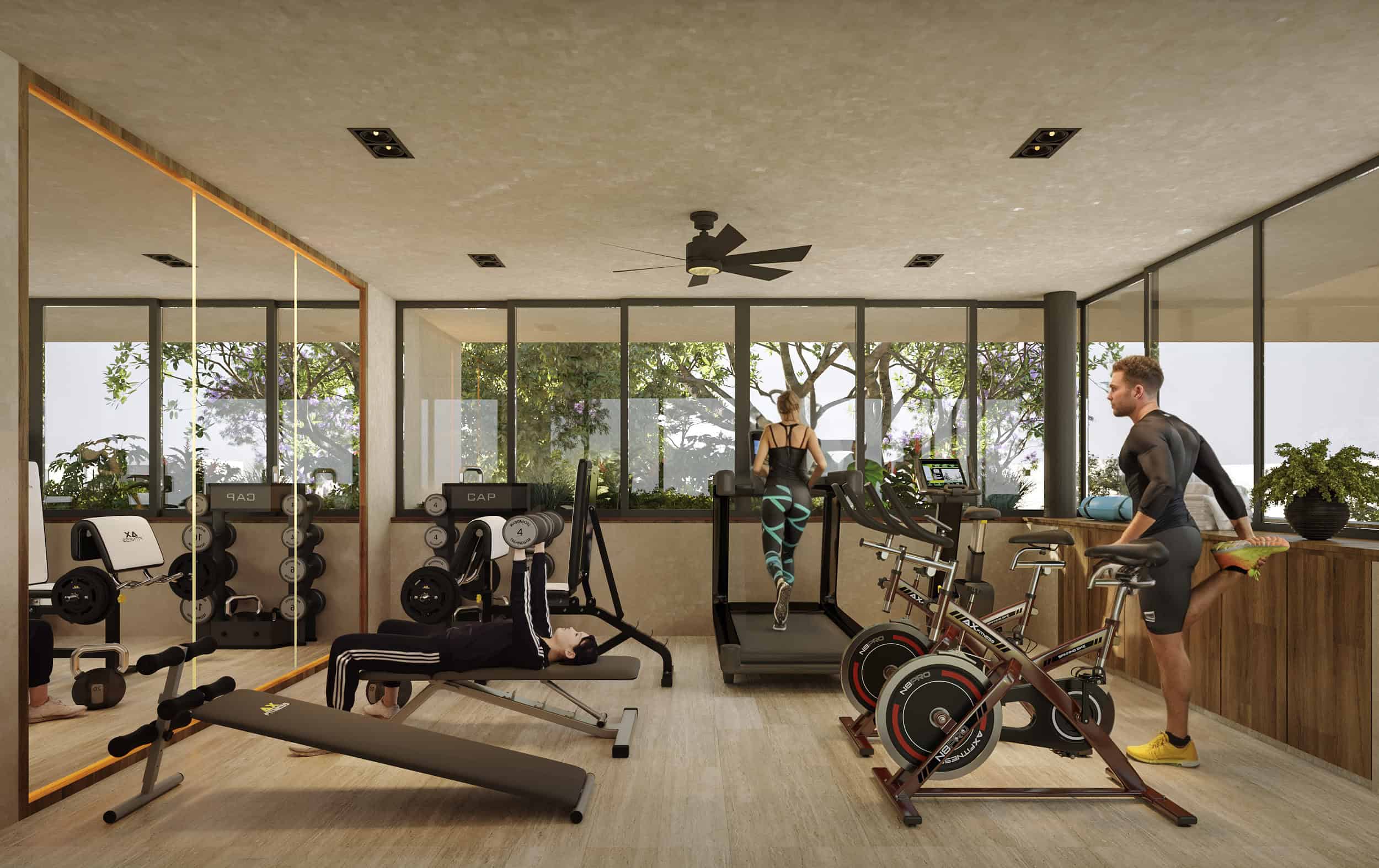 Entrenamiento con gimnasio equipado